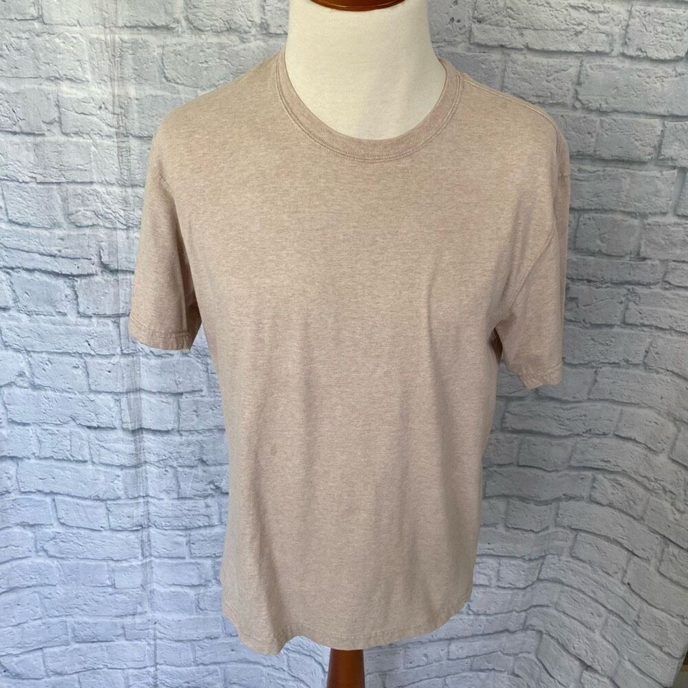St John Bay men L heritage cotton blend short sleeve Crewneck T-shirt beige